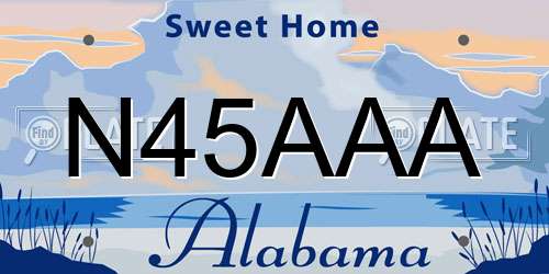N45AAA Alabama License Plate