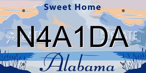N4A1DA Alabama License Plate
