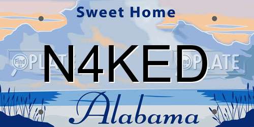 N4KED Alabama License Plate