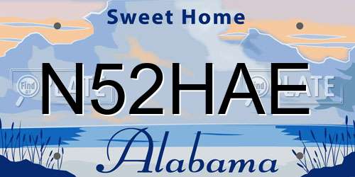 N52HAE Alabama License Plate