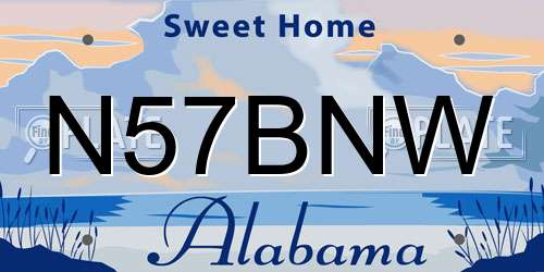 N57BNW Alabama License Plate