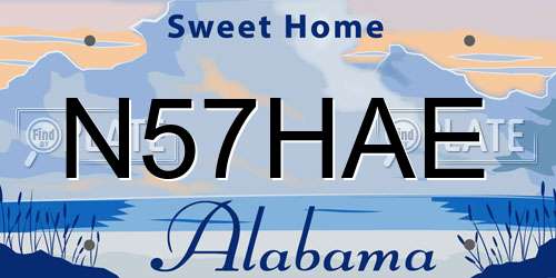 N57HAE Alabama License Plate