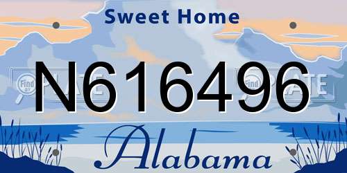 N616496 Alabama License Plate