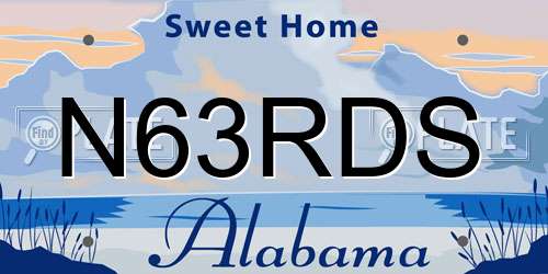 N63RDS Alabama License Plate