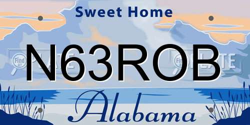 N63ROB Alabama License Plate