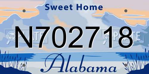 N702718 Alabama License Plate