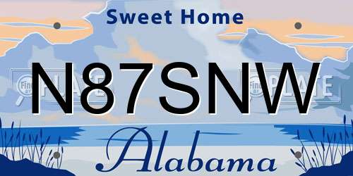 N87SNW Alabama License Plate
