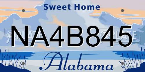 NA4B845 Alabama License Plate