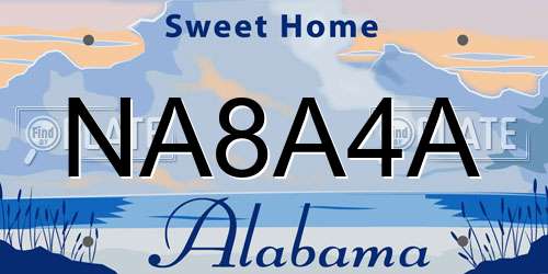 NA8A4A Alabama License Plate