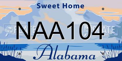 NAA104 Alabama License Plate
