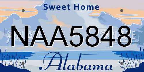 NAA5848 Alabama License Plate