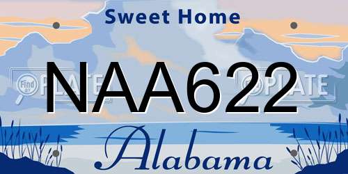 NAA622 Alabama License Plate
