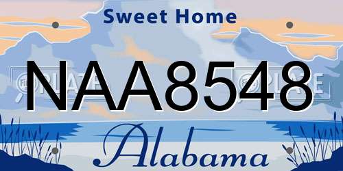 NAA8548 Alabama License Plate