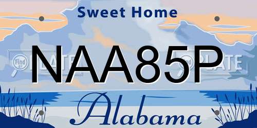 NAA85P Alabama License Plate