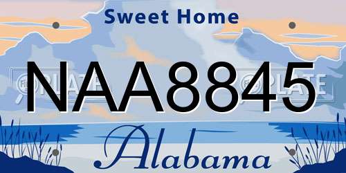 NAA8845 Alabama License Plate