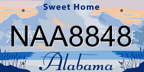 NAA8848 Alabama License Plate