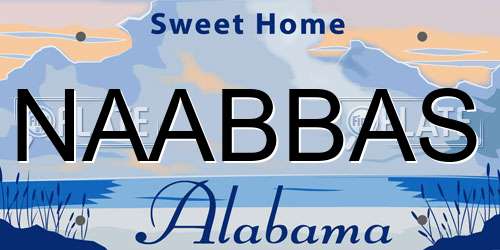 NAABBAS Alabama License Plate