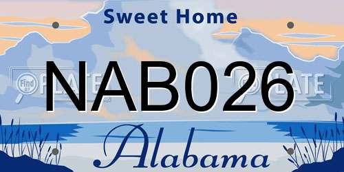 NAB026 Alabama License Plate