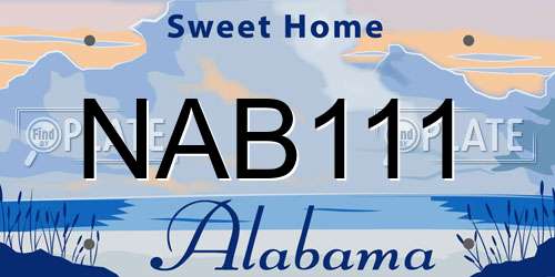 NAB111 Alabama License Plate