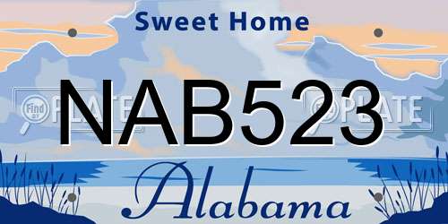 NAB523 Alabama License Plate