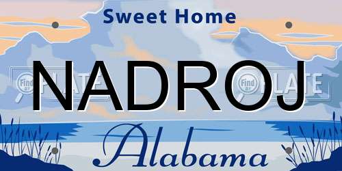 NADROJ Alabama License Plate
