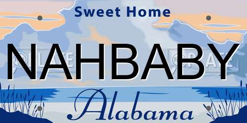 NAHBABY Alabama License Plate