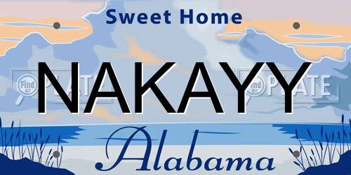 NAKAYY Alabama License Plate