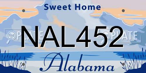 NAL452 Alabama License Plate