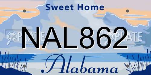 NAL862 Alabama License Plate