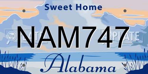 NAM747 Alabama License Plate