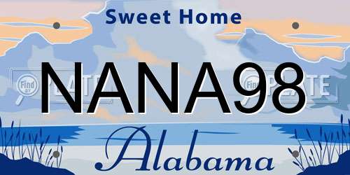 NANA98 Alabama License Plate