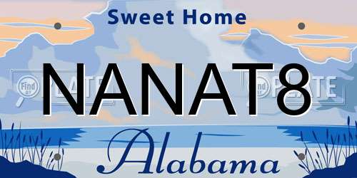 NANAT8 Alabama License Plate