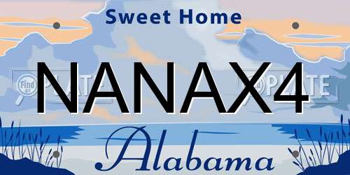 NANAX4 Alabama License Plate