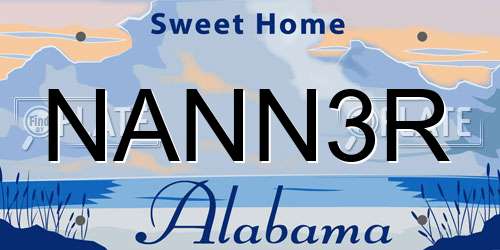 NANN3R Alabama License Plate