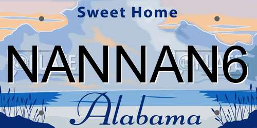 NANNAN6 Alabama License Plate