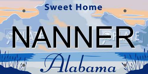 NANNER Alabama License Plate