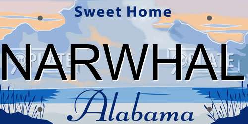 NARWHAL Alabama License Plate