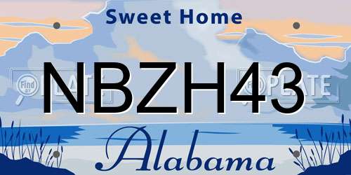 NBZH43 Alabama License Plate