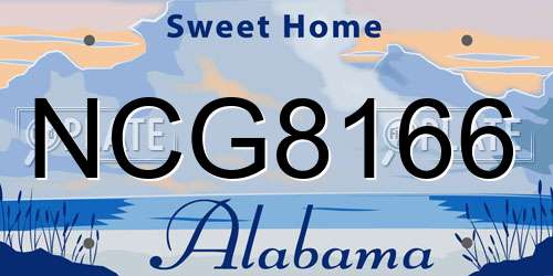 NCG8166 Alabama License Plate