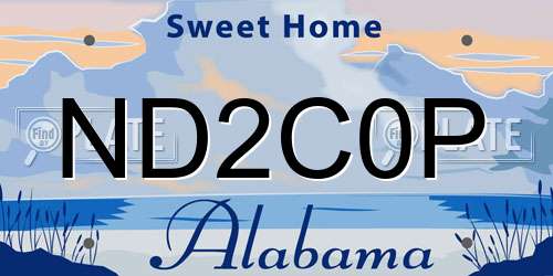 ND2C0P Alabama License Plate