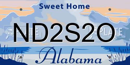 ND2S2O Alabama License Plate