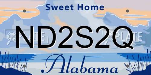 ND2S2Q Alabama License Plate