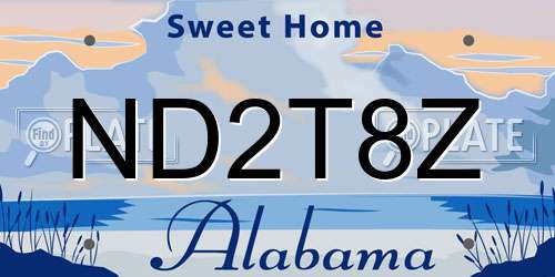 ND2T8Z Alabama License Plate