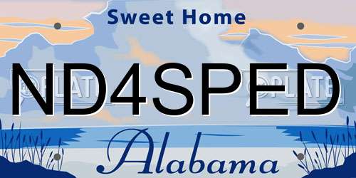 ND4SPED Alabama License Plate