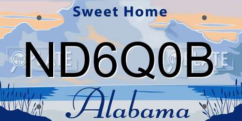ND6Q0B Alabama License Plate