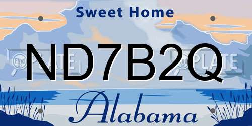 ND7B2Q Alabama License Plate