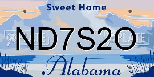 ND7S2O Alabama License Plate