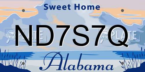 ND7S7Q Alabama License Plate