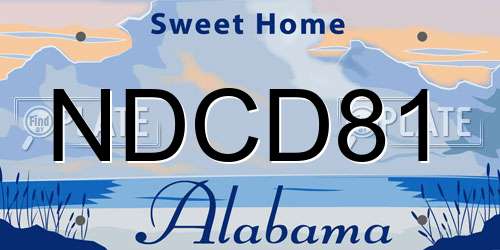 NDCD81 Alabama License Plate