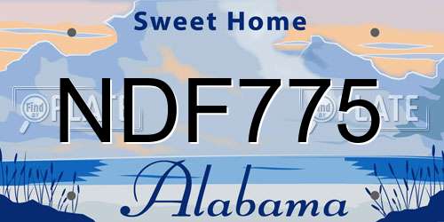 NDF775 Alabama License Plate